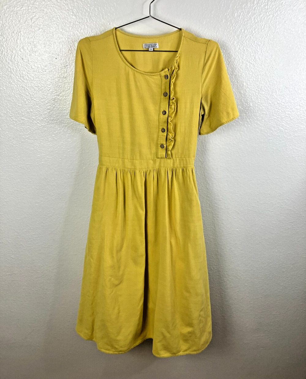 Sweet Salt Midi Dress Size S Cotton Butter Yellow Modest Cottagecore Church